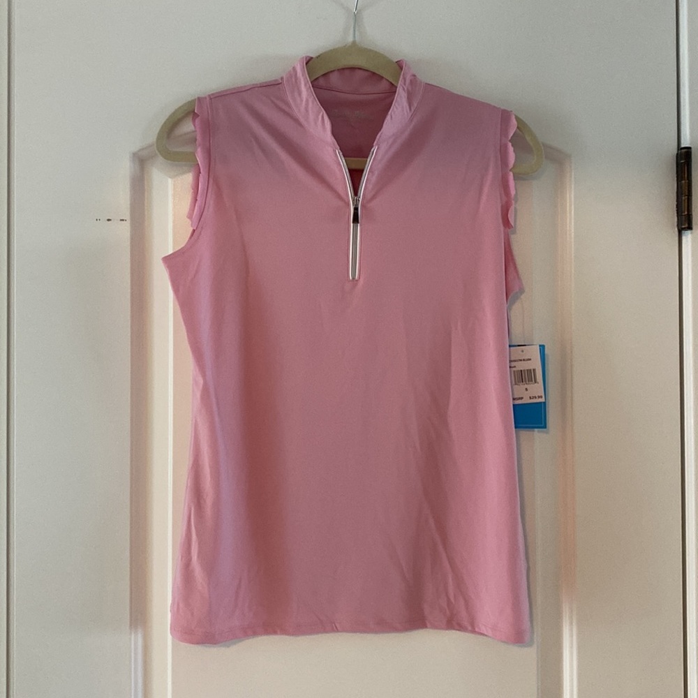 NWT Court Haley Scallop Sleeveless Polo, Small